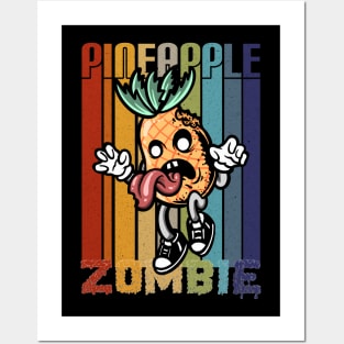 Retro Zombie Pineapple Halloween Posters and Art